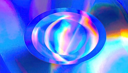 Abstract Blue and Rainbow Caustic Oval Mobile Wallpaper