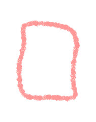 Pink crayon squiggle rectangle frame with organic sketch style. Squiggle box and contour outline serve as a creative textbox, ideal for background, text, or decorative graphic element in modern