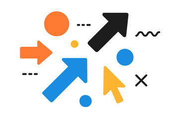 Abstract background with circles and arrows. Modern minimalist design for business presentation or website. Vector graphic showing connection, process flow, and data visualization.