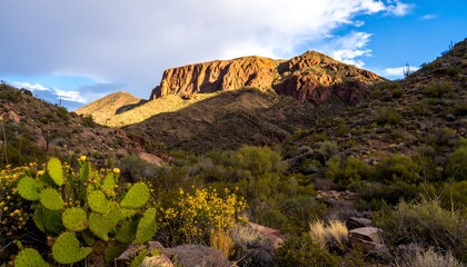 Obraz premium Mountain vista with desert plants