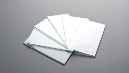 Frosted Glass Cards Arranged on Grey Surface