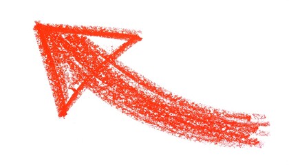 Red crayon arrow on white background