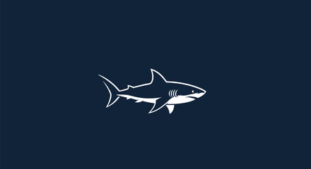 Stylized Shark Illustration Minimalist Design.