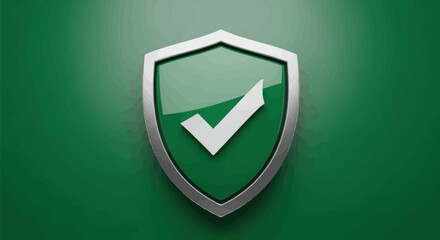 Green security shield with a white checkmark symbol of protection. © gudangPIXEL
