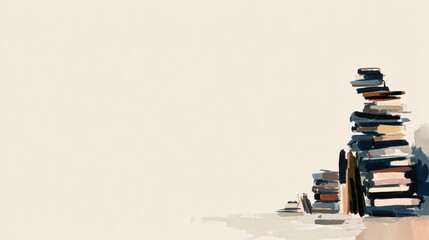 Stacked Books Creating an Artistic Composition in an Abstract Style Depicting a Cozy Reading Nook