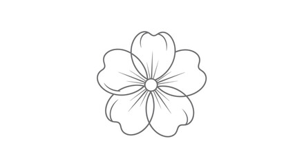 Simple line art drawing of a five petal flower.