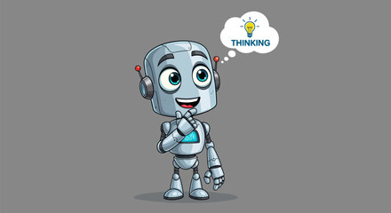 Thinking Robot Character Illustration.