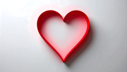 Obraz premium Red Heart Outline on White