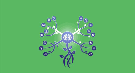 Abstract Glowing Brain Neural Network Mind Map.
