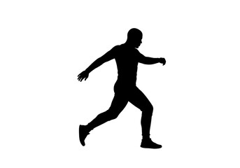 Silhouette of a man in motion, capturing the essence of athletic performance and dynamic movement