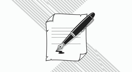 Fountain Pen Writing on a Sheet of Paper.