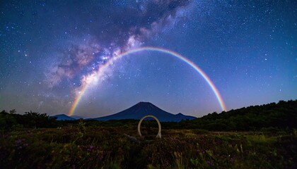 Milky Way Galaxy Arching Over a Mountain Landscape at Night