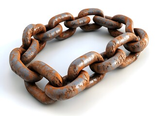 Fototapeta premium Rusty Chain Close-Up: Old, Weathered Metal Links in Industrial Design Macro Photography