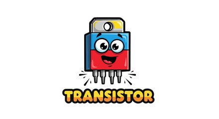 Smiling Cartoon Transistor Character.