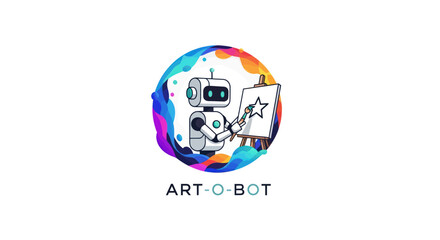 Robot Artist Painting a Star on Easel.