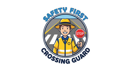 Friendly Crossing Guard at a Crosswalk.