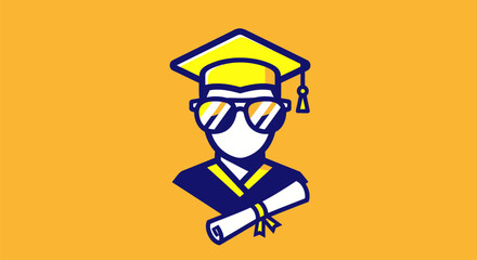 Graduate with Diploma Illustration: Academic Success and Future Vision.