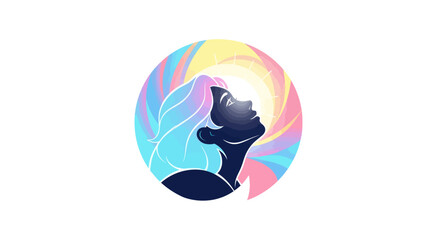 Colorful illustration of a womans silhouette looking towards light.
