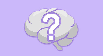 Brain with Question Mark Symbol of Mental Uncertainty.