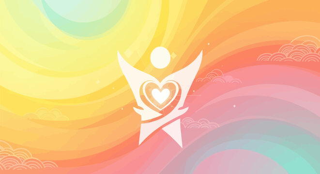 Stylized Human Figure with Heart: Symbol of Care and Unity. - Powered by Adobe