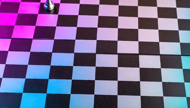 Pink and Blue Gradient Checkerboard with Chrome Nubs
