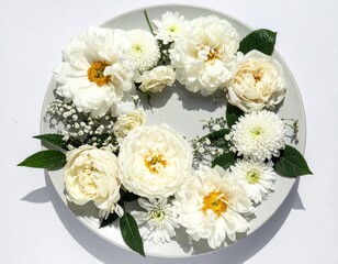 flowers on the white plate
