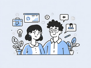 Minimalist Notion-style icon for visual storytelling, featuring clean two-color lines on a white background.