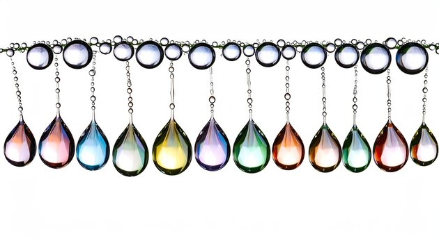 Colorful Dew Drops on Transparent String