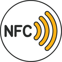 Nfc near field communication symbol isolated on white background, representing contactless payment technology, wireless connection, and fast data transfer for mobile devices