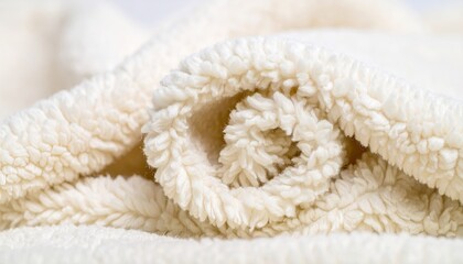 Soft Cream Boucle Fabric Texture Swirls Macro Detail