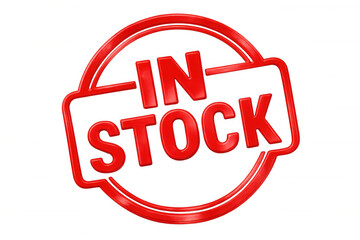 Red stock indicator highlighting product availability, transparent background signaling supply readiness for consumer purchasing