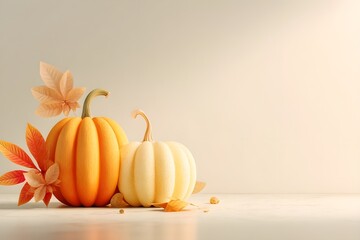 Nice autumn halloween background with pumpkins. Blank space for text or product placement. Halloween backdrop with pumpkins. Wallpaper. Copy space. 