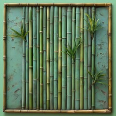 Decorative bamboo arrangement with green leaves