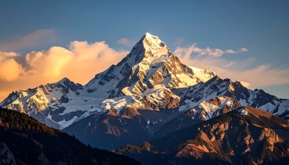 Fototapeta premium Majestic mountain peak at dawn