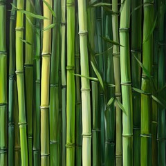 Close-up of vibrant bamboo stalks
