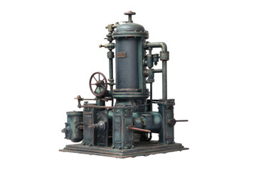 Antique Single Cylinder Industrial Engine with Patina Finish