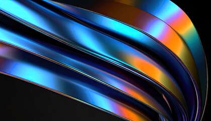 Abstract Metallic Rainbow Bands with Iridescent Glow