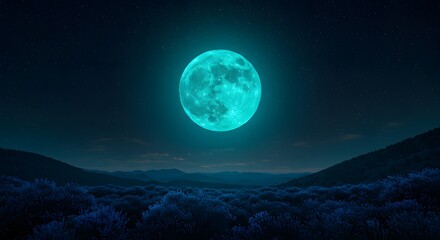 Teal Moon Night Sky.