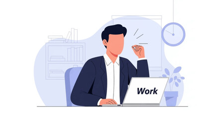 Professional businessman focused on work at his office desk with a laptop, illustrating productivity, corporate life, and remote work concepts.