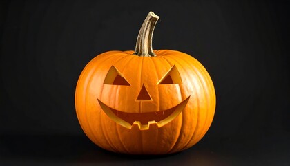 Halloween pumpkin face on black