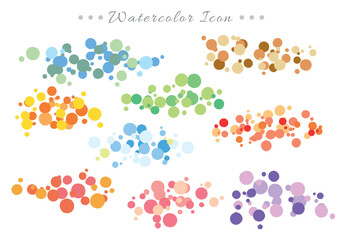 水彩, アイコン, 水玉、あしらい、ドット、落書き, 線,, にじみ, 模様, カラフル, ウェブ, デコレーション, デザイン, ベクター, イラスト, デジタル, セット, シンプル, シンボル, 線画。フリーハンド, アート, フリーハンド, フリー, タイトル, パーツ, web, かわいい, 印, 背景