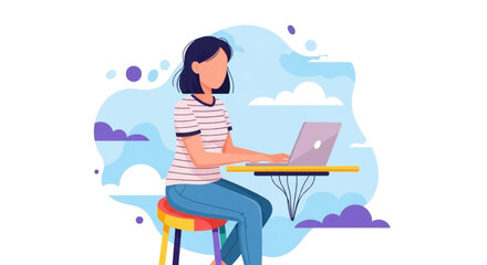 Young woman working remotely on her laptop. Concept of freelancing, online education, or modern digital lifestyle.