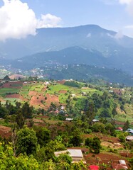 Fototapeta premium Mountainous landscape with terraced fields