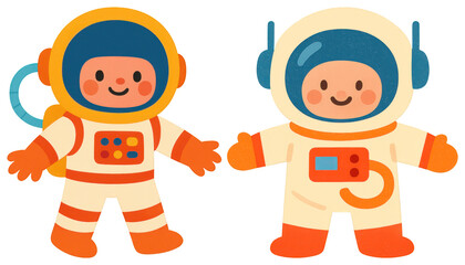 PNG Cute cartoon astronaut characters, element set on transparent background
