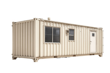Beige Portable Office Container Unit on Transparent Background