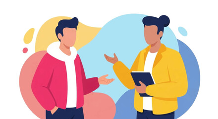 Two people discuss ideas, showcasing communication and collaboration in a meeting or consultation. Perfect for business, education, or lifestyle content.