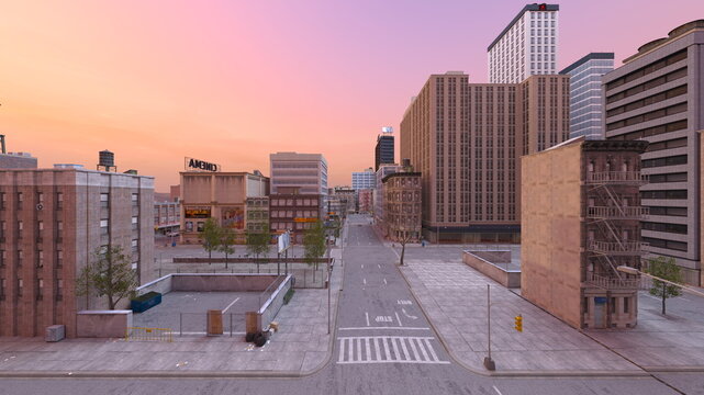 都市の風景　3DCGレンダリング