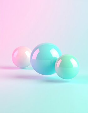 Spherical Harmony: A trio of lustrous orbs bathed in a soft, gradient light showcasing ethereal