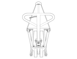 Lifting Device Vector Graphic: Simple Line Art Outline of a Pallet Jack. Technical Drawing for Industrial Design, Material Handling, and Operational Efficiency in Distribution Centers. Digital Art.