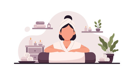 Woman relaxing at a tranquil spa, enjoying a wellness treatment. Ideal for concepts of self-care, beauty, health, and luxury lifestyle.